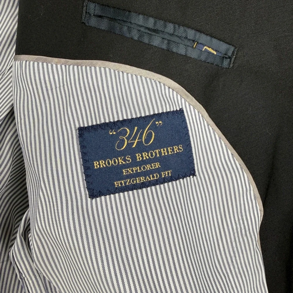 Brooks Brothers Explorer Blazer Sz 42S Black Fitzgerald Fit 100% Wool Sport Coat